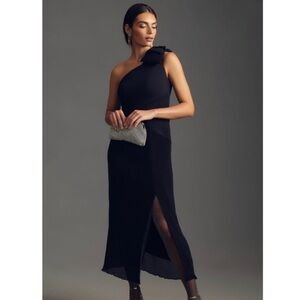 NWT Anthropologie Maeve Black One-Shoulder Bow Dress